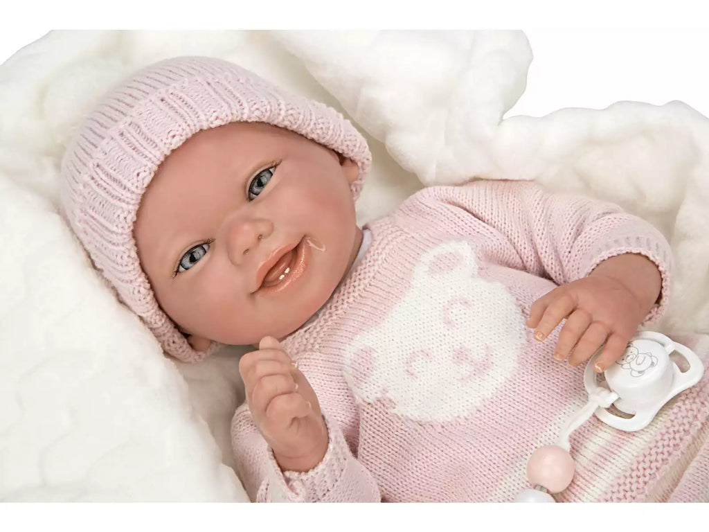 Boneca Bebé Reborn 40 cm. Adriana Rosa com Manta - Arias