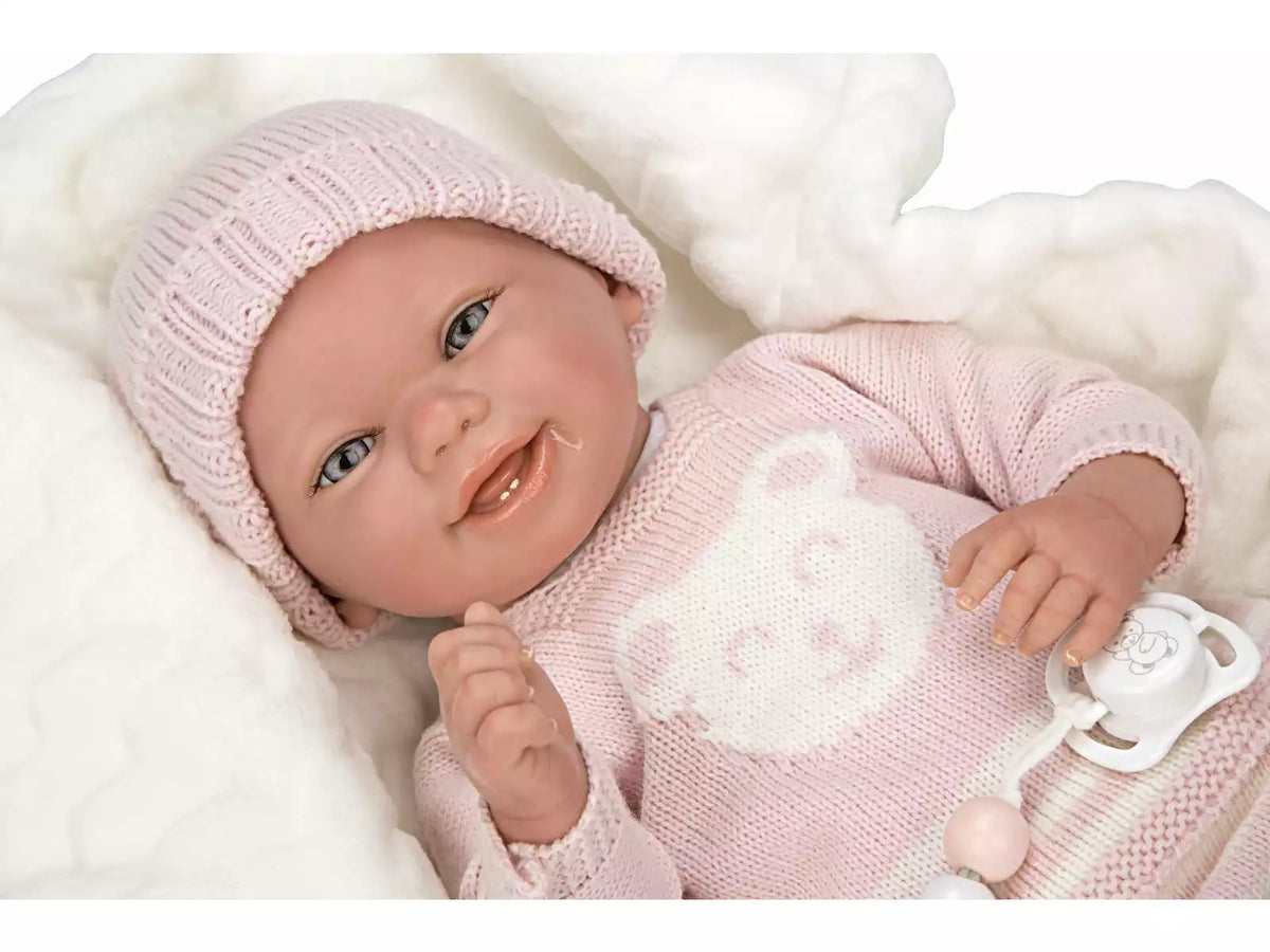 Boneca Bebé Reborn 40 cm. Adriana Rosa com Manta - Arias