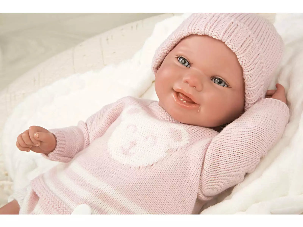 Boneca Bebé Reborn 40 cm. Adriana Rosa com Manta - Arias