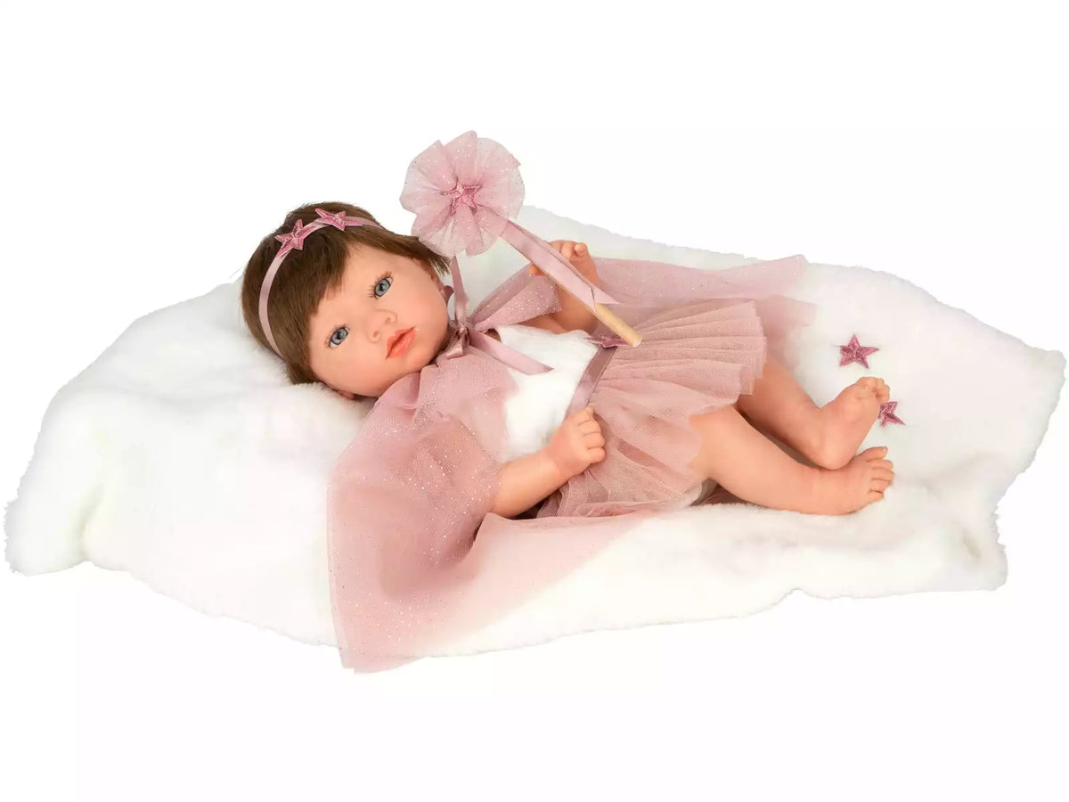Boneca Reborn Princesa Rosa de 38 cm com Manta - Arias