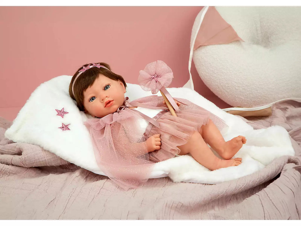 Boneca Reborn Princesa Rosa de 38 cm com Manta - Arias