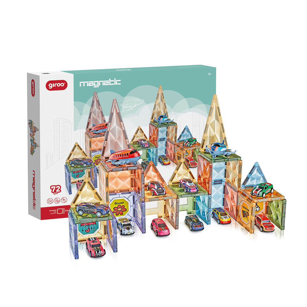 Jogo Magnético Veículos 72pcs - giros
