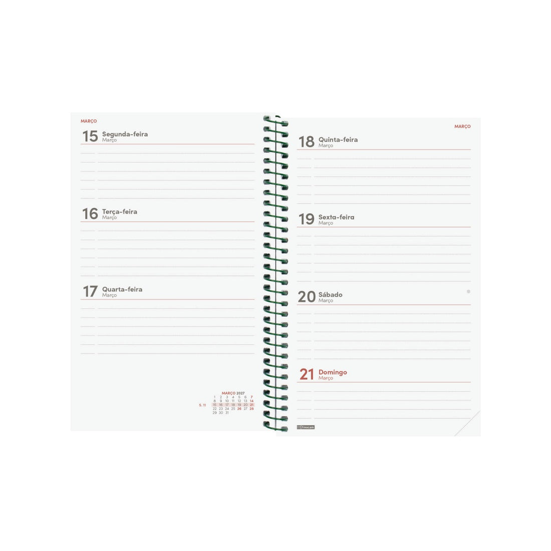 Agenda Semanal 2027 Espiral Beta - Finocam