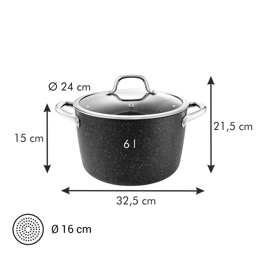 Panela Stone c/tampa - PRESIDENT ø 24 cm, 6.0 l